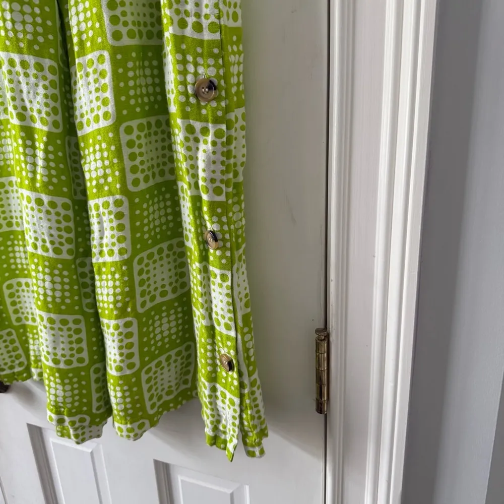 Anthropologie x The Odells The Anna Wide Leg Linen Pant in Lime Multi Size Med - Image 7