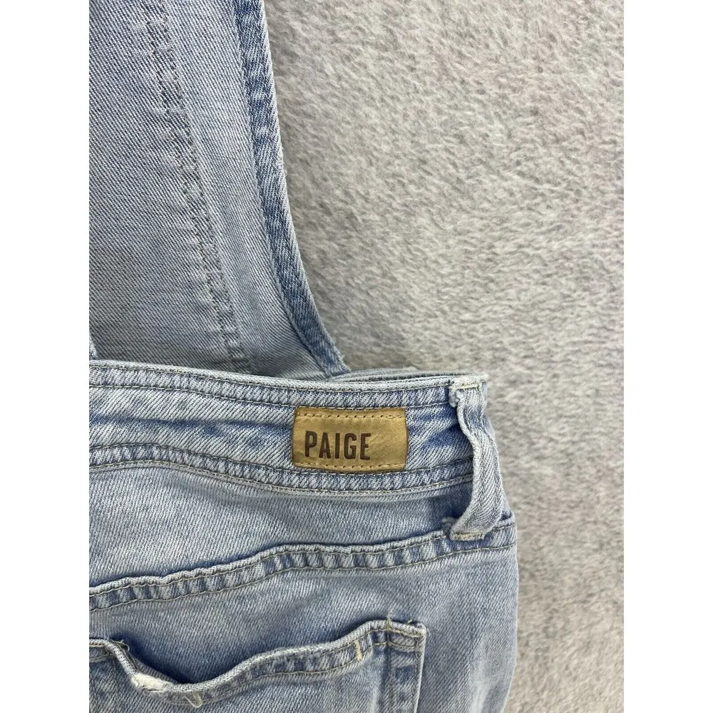 Paige Women's Denim Coverall High Rise Sierra Raw Hem Size 27 Light Wash - Image 8