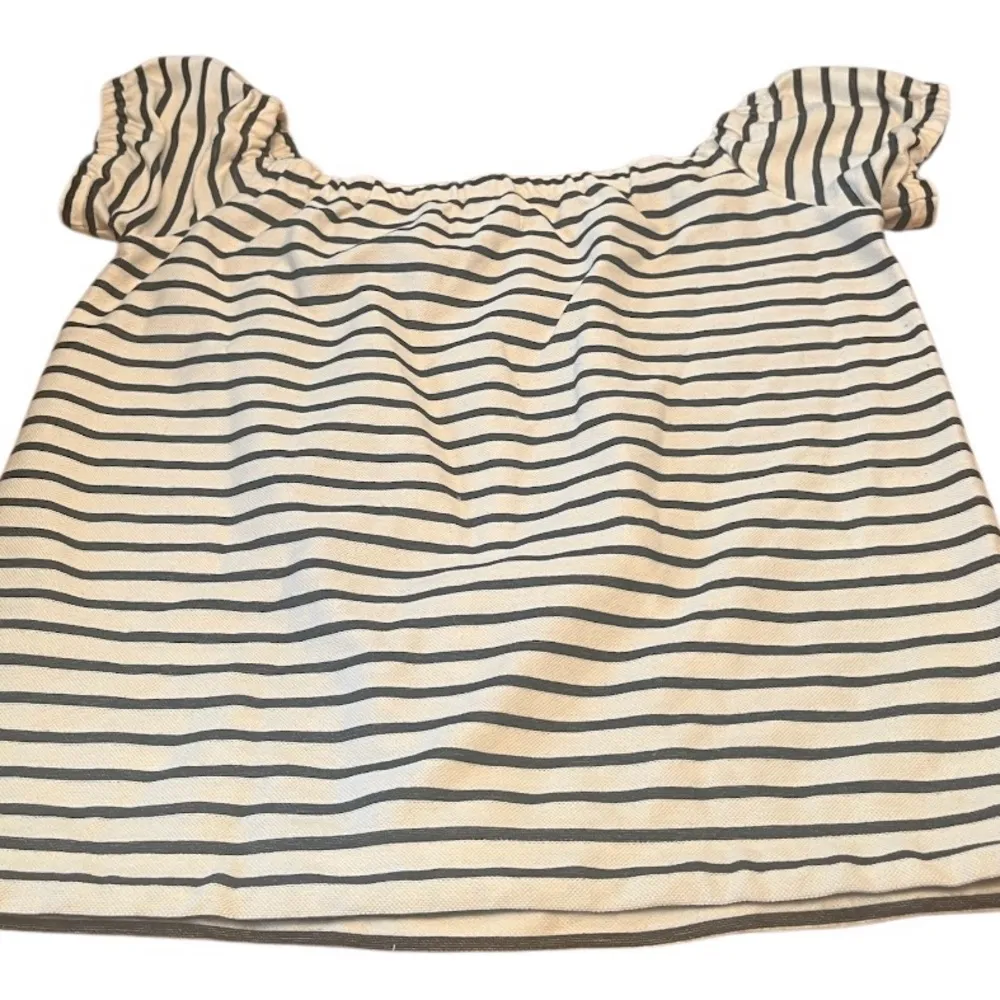 Madewell Melody off the shoulder Striped Puff Sleeve Top drawstring waist, XS - Image 2