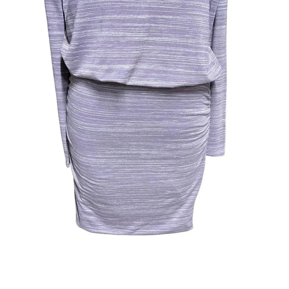 Athleta Avenue Long Sleeve‎ Ruched Jersey Dress Space Dye Purple Size XS - Image 5