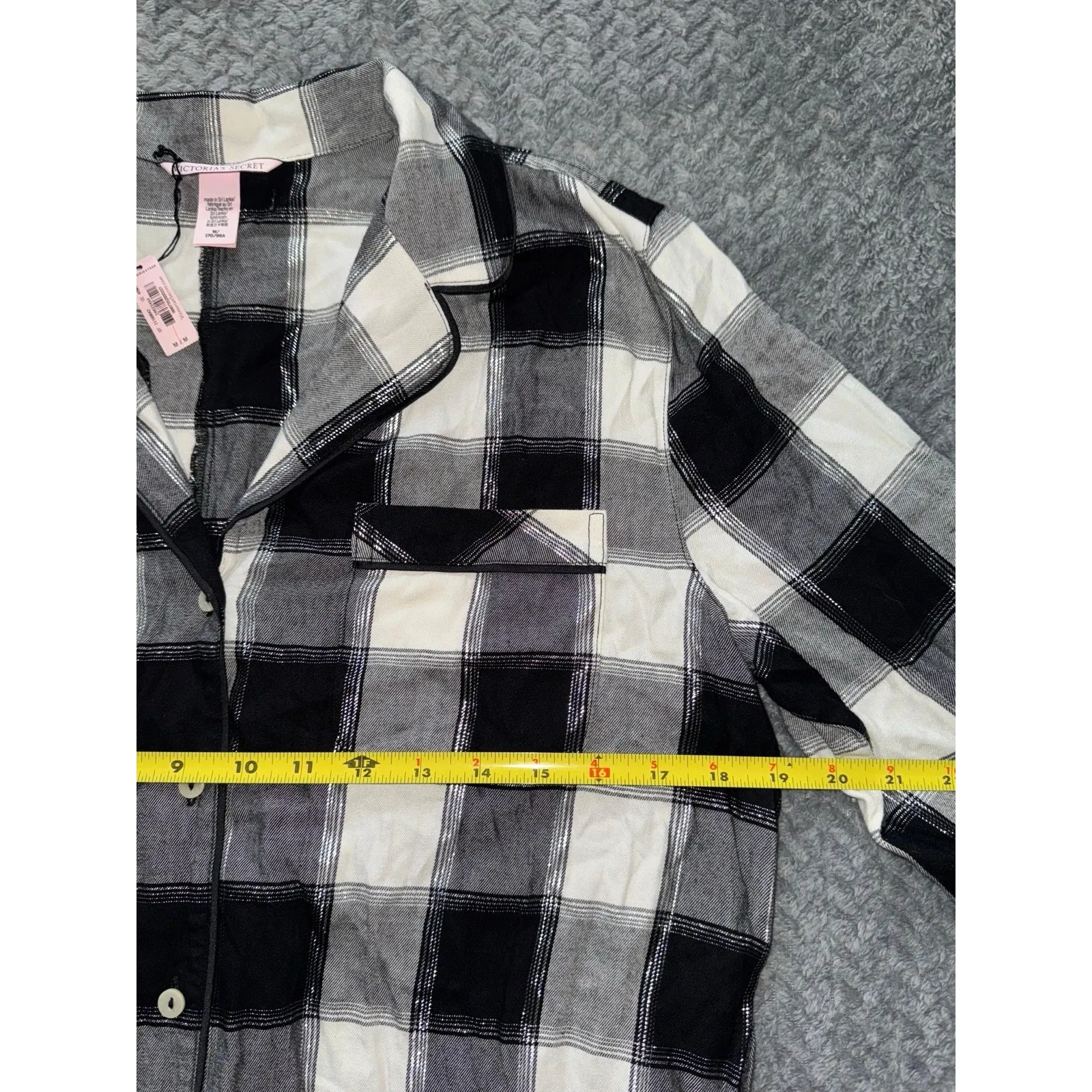 Victorias‎ Secret Black Plaid Romper Jumpsuit Flannel Pajama Size M NWT - Image 8