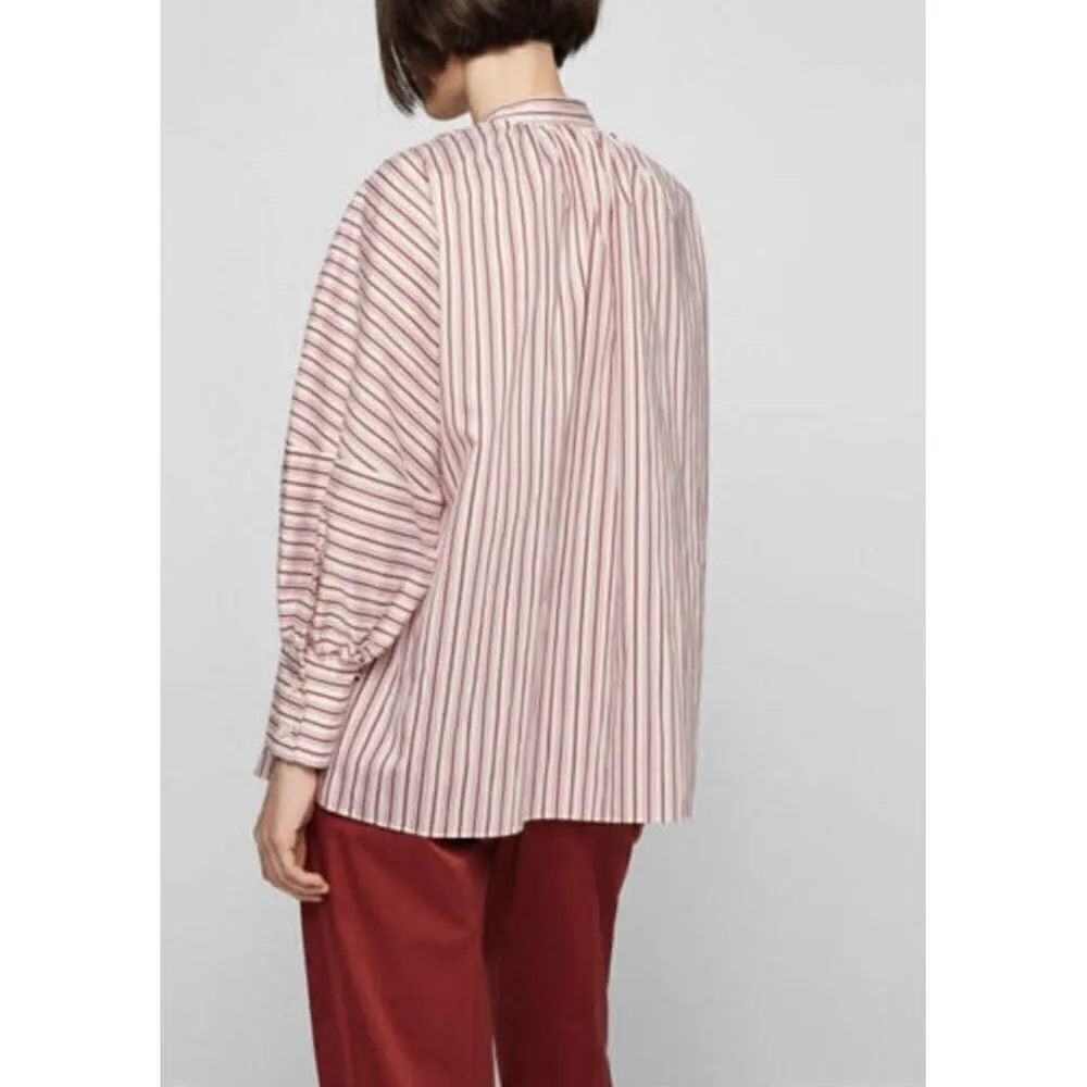Hugo Boss Bateco Striped Tie Neck Top Red White Womens Size 14 - Image 2