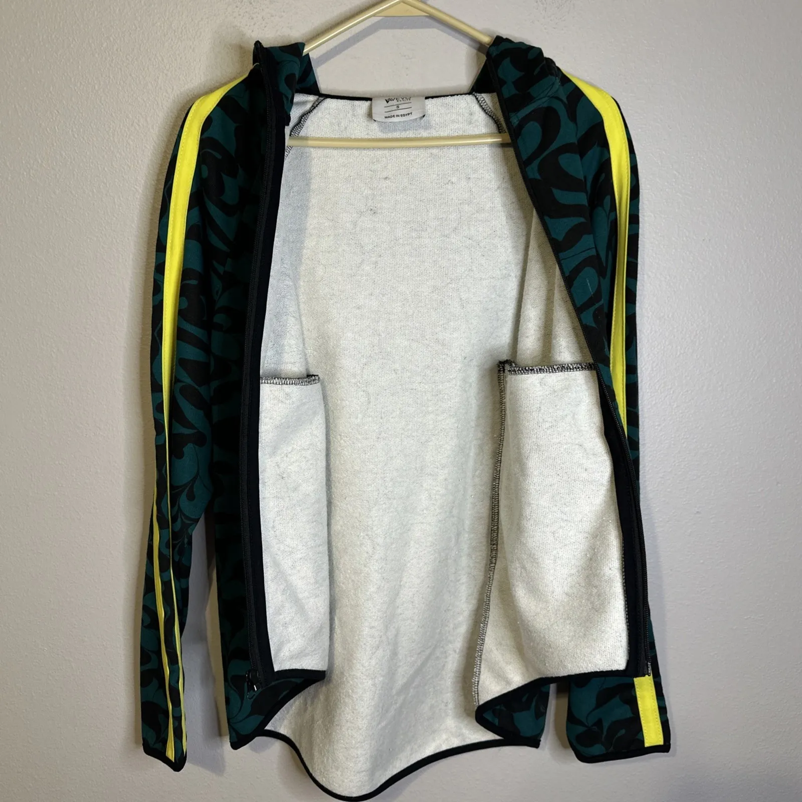 VEVO Active Zip Up Jacket Made In Egypt Womens Small Green Black Pockets Sporty - Image 13