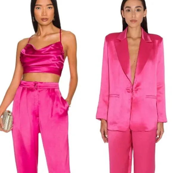 Nonchalant Label Cassica Crop Top & Lanie Blazer Set Hot Pink Women's Size XS - Image 2
