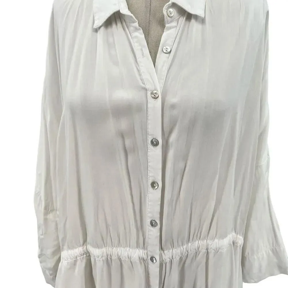 L*Space Pacifica Tunic Button Down Shirt White Size Medium Large - Image 4