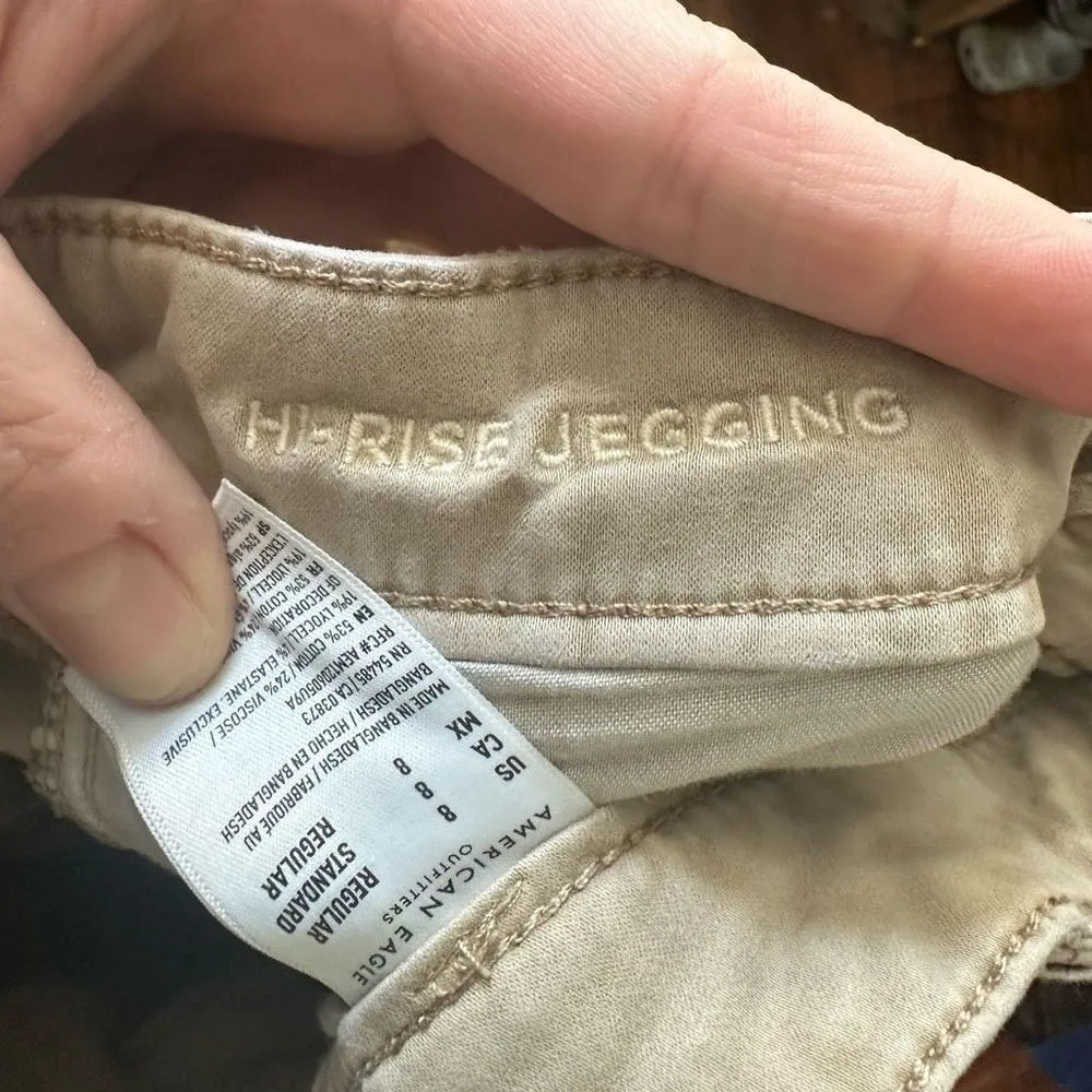 American Eagle tan high rise stretchy normcore 8 jeggings - Image 3