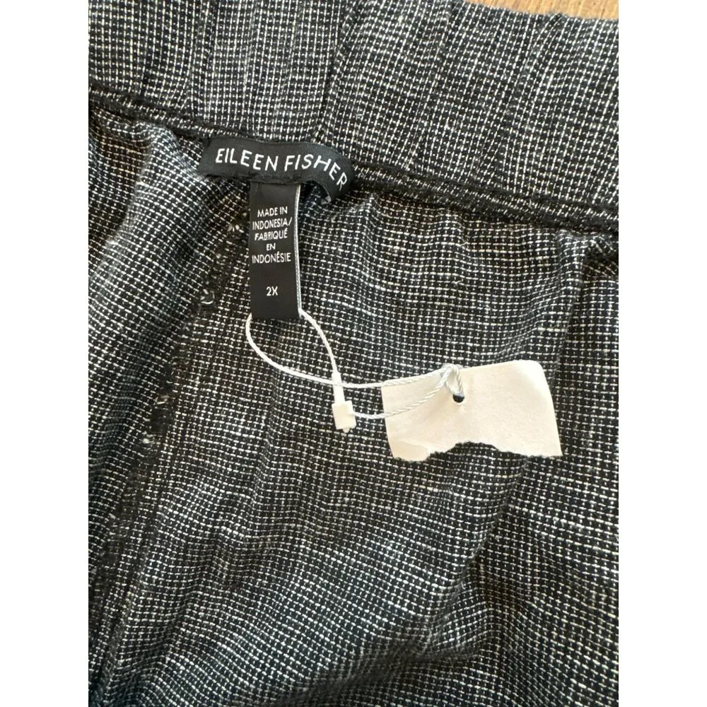 Eileen Fisher 2X Hemp Organic Cotton Pull-on Tapered Pants Black White Ankle NWT - Image 3