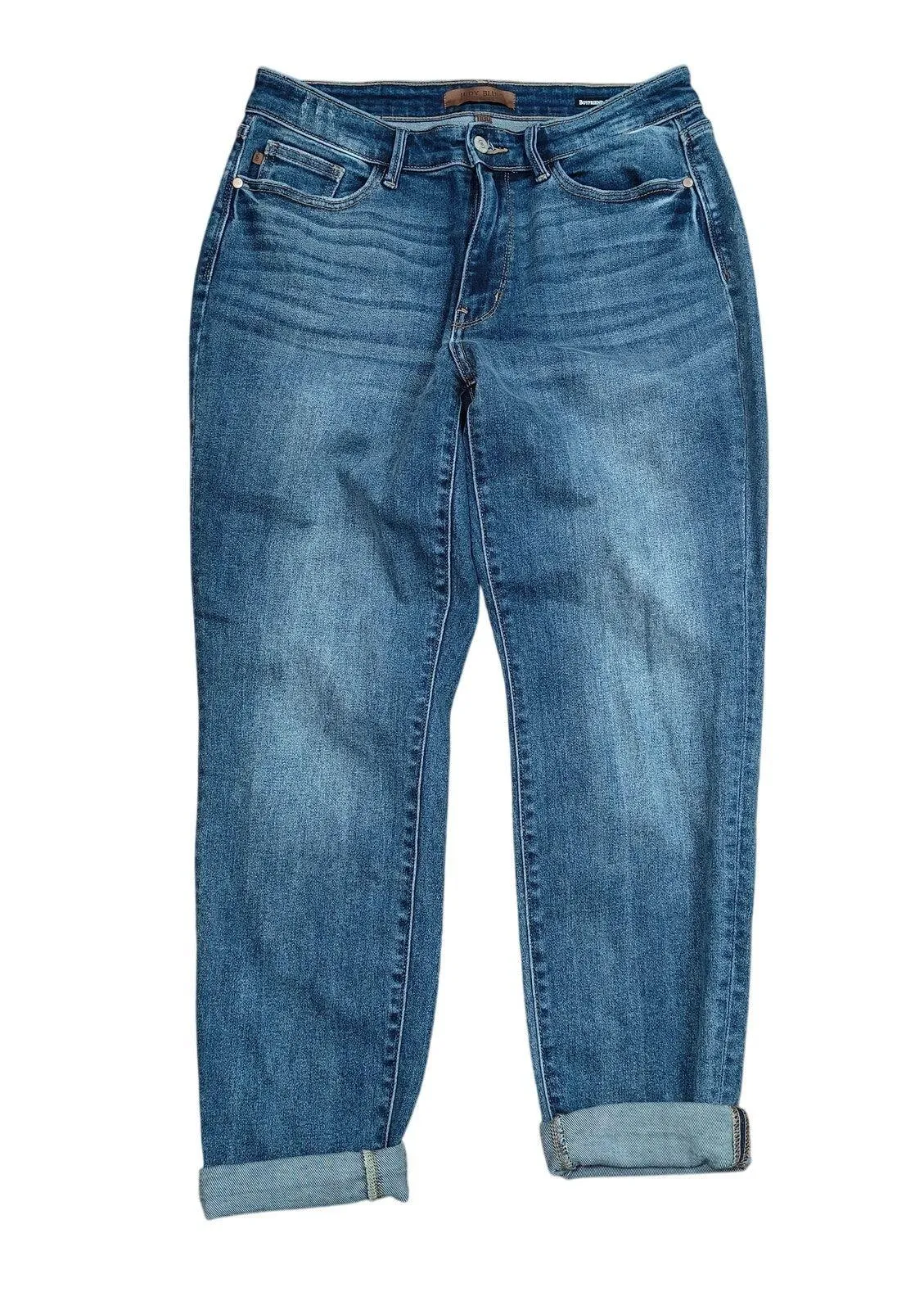 Judy Blue Mid Rise Vintage Wash Boyfriend Denim Jeans 82624 11/30 - Image 2