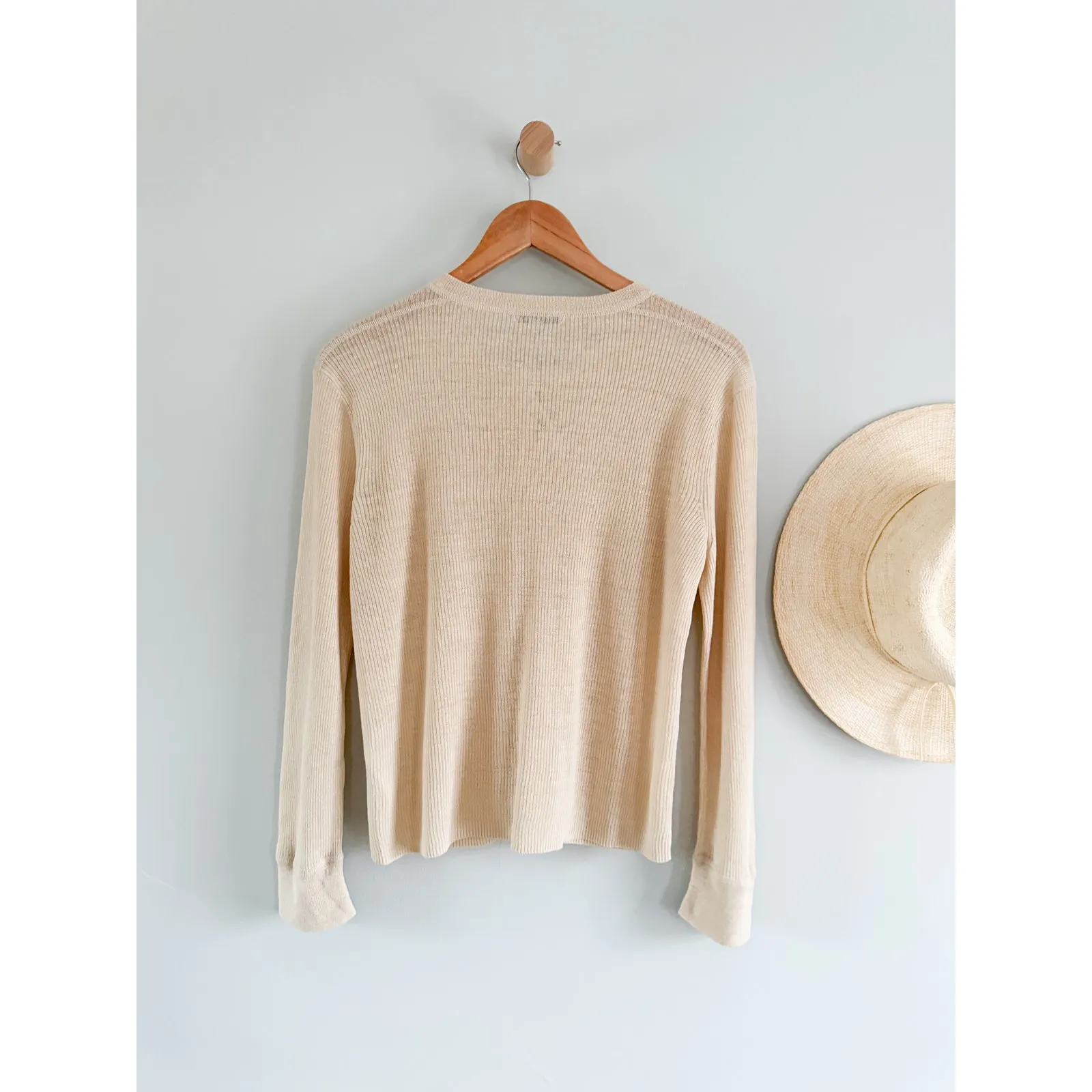 Madewell | NWT Linen-Blend Crewneck Cardigan in Beach Sand | Sz XL - Image 9