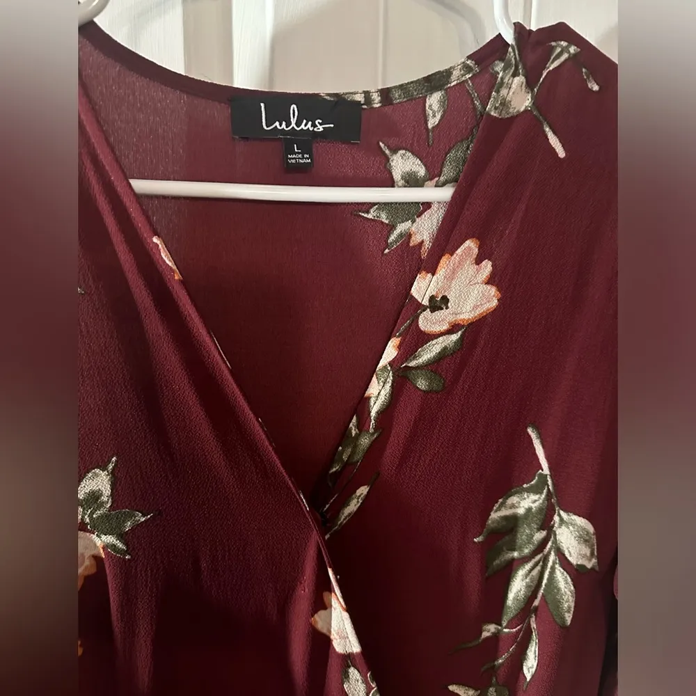 September Sunsets Burgundy Floral Print
Wrap Maxi Dress, SzL NWOT. Size L - Image 7