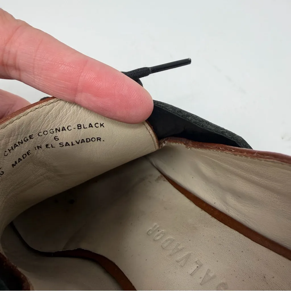 Freda Salvador Tan Black Leather Oxford Change Cognac Lace Womens Size 6 Brown - Image 11