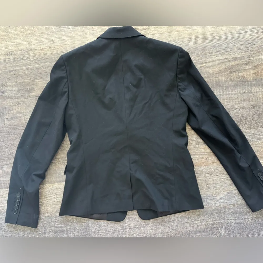 Ann Taylor  Blazer Jacket Long Sleeve Lined One Button Work Suit Black Sz 0 - Image 6