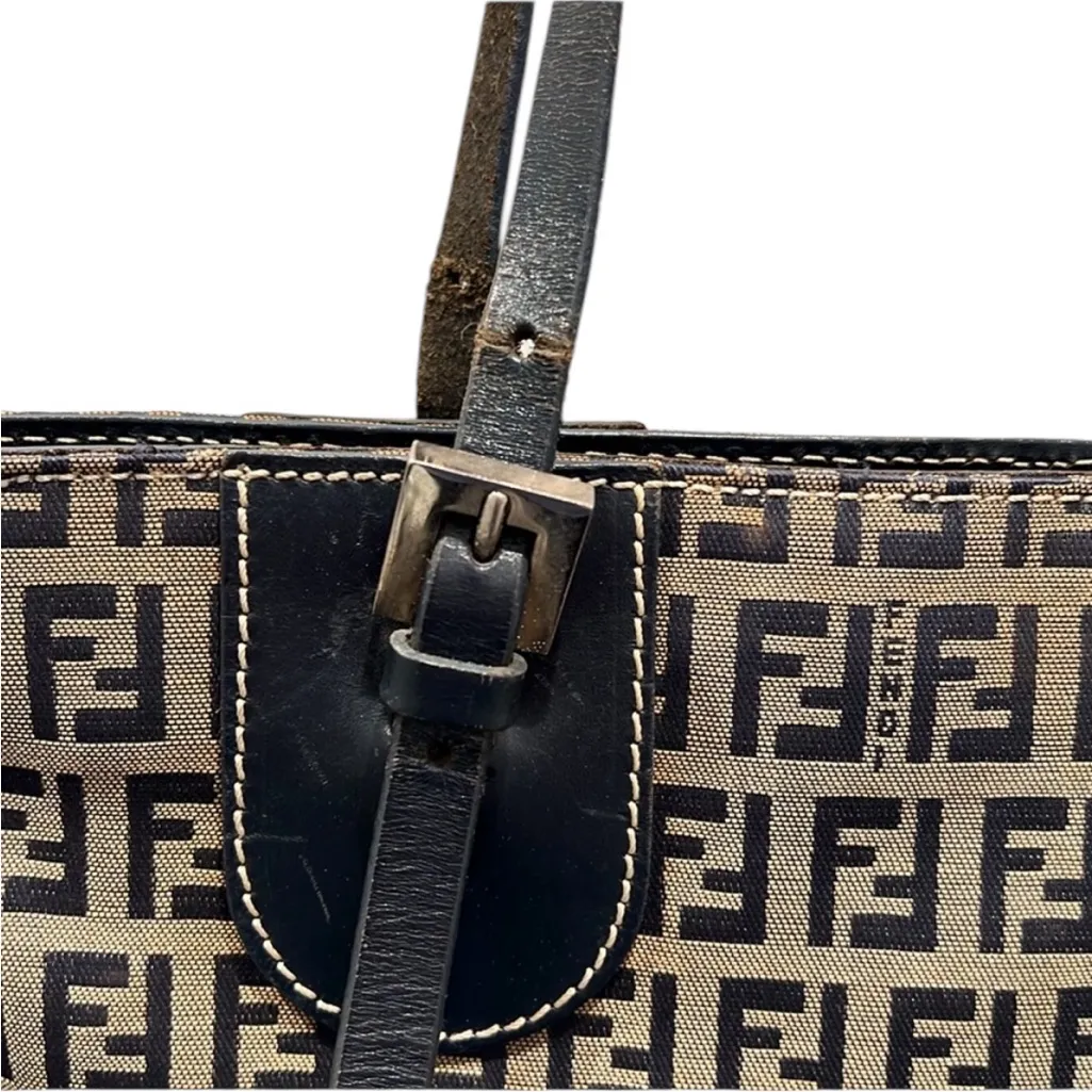FENDI Navy Zucca Tote - piping wear - Image 3