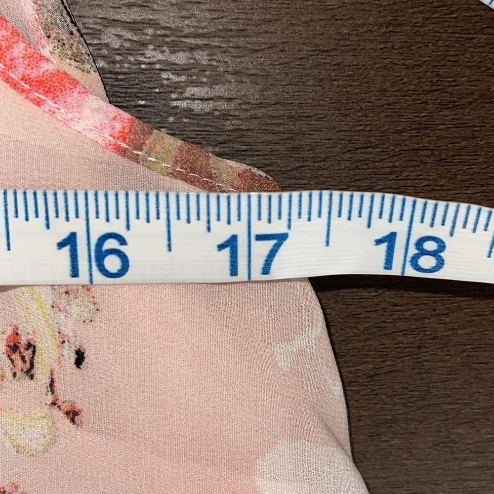 Entro‎ Womens Tunic Top Sleeveless Tie Back Floral Tank Blouse Pink Beige Small - Image 9