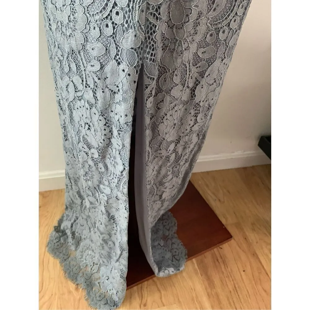 Adrianna Papell Lace Dress Gown Grey/Grayish Blue Mother of the Bride Size 2 - Image 6
