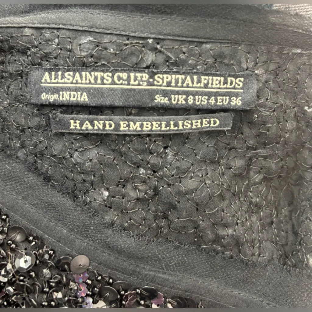 All Saints Spiritual Fields 4 Hand Embellished Black Granite Tunic Top -Formal - Image 7
