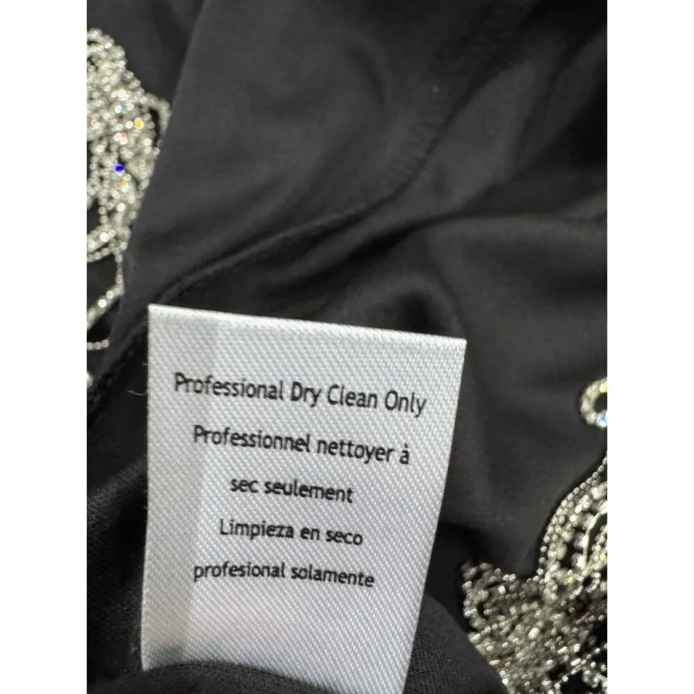 City Triangles Crepe Scoop Neck Sheath Dress with Crystal Fringe Size 1 Juniors Black - Image 9