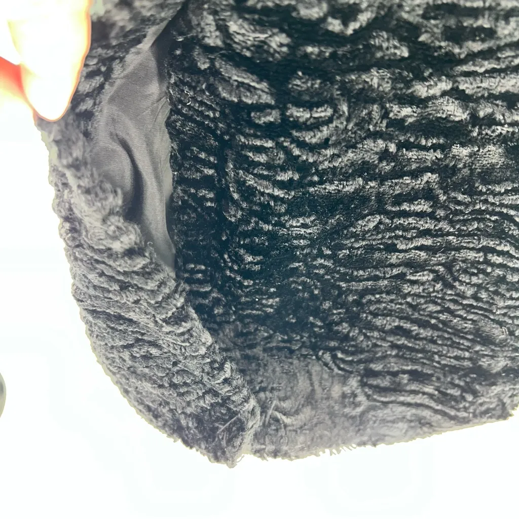 Kate Hill Black Faux Persian Lamb Teddy Winter Coat w/Pockets & Snap Front-Sz 12 - Image 8