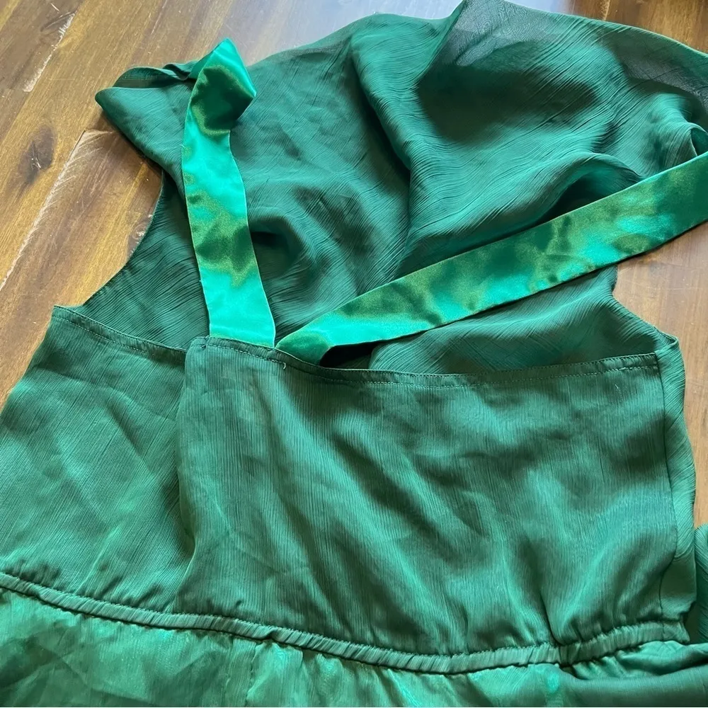 Victoria's Secret Gold Label Emerald Green Slip Chemis  Built in Shorts Sheer L - Image 4