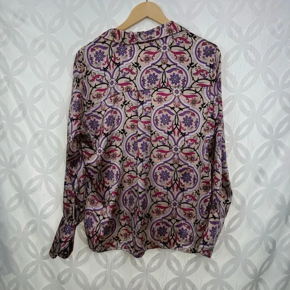 Levete Room Silk Blend Long Sleeve Blouse Size‎ M Pink Size M - Image 5