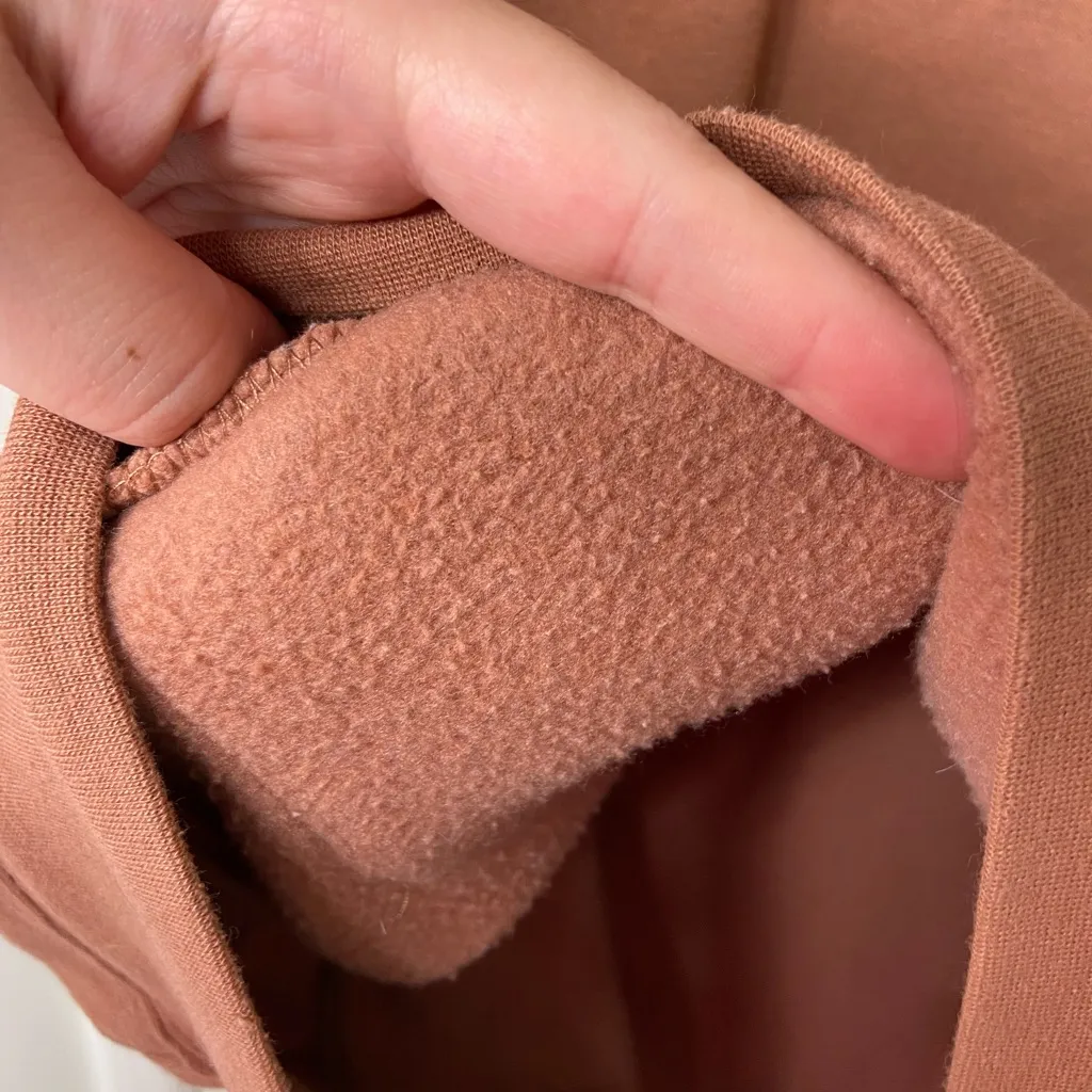 EUC Primark women’s brown‎ embroidered pullover fleece hood sweatshirt oversized - Image 7