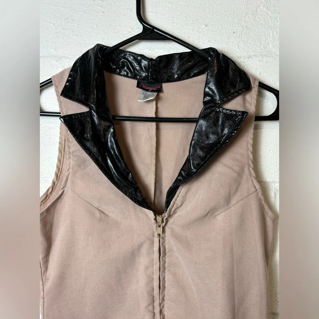 Vintage Dreamgirl Woman’s Beige & Black Y2K Sexy Zip Up Mini Dress Size Medium - Image 2