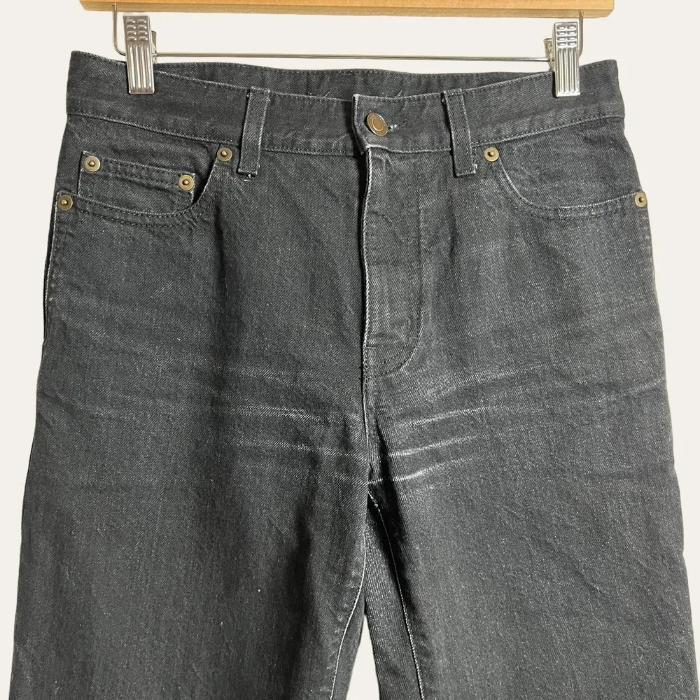 Saint Laurent Black Tapered High Waisted Denim Jeans Size 28 - Image 2