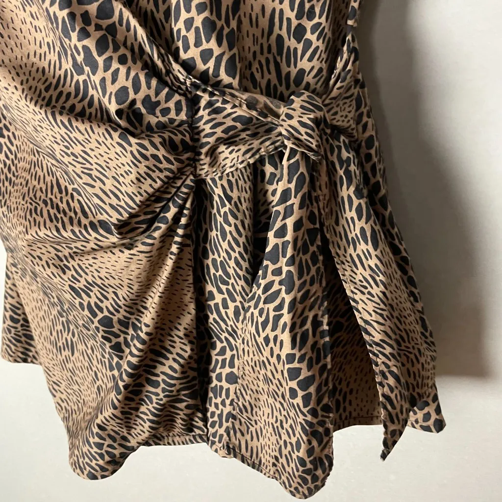 Guess Wrap Top Animal Print Women Small‎ Brown Black Leopard Sleeveless Blouse - Image 10