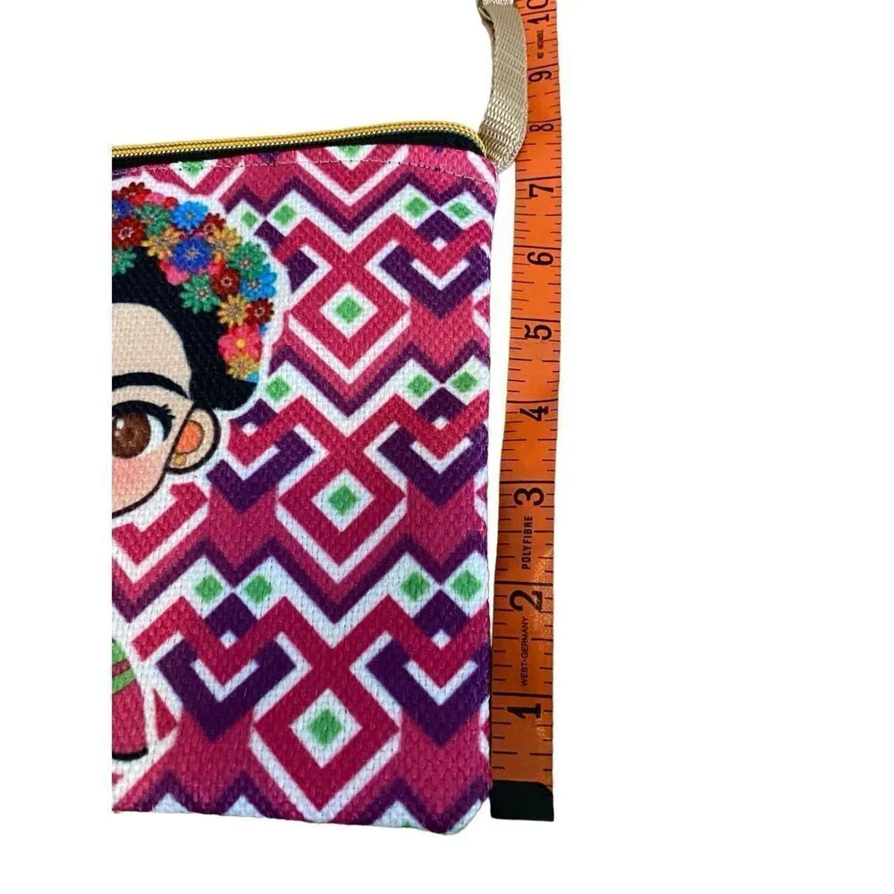 Frida Kahlo Crossbody Bag And Coin Purse Matching Set Mexican Pink - Image 6
