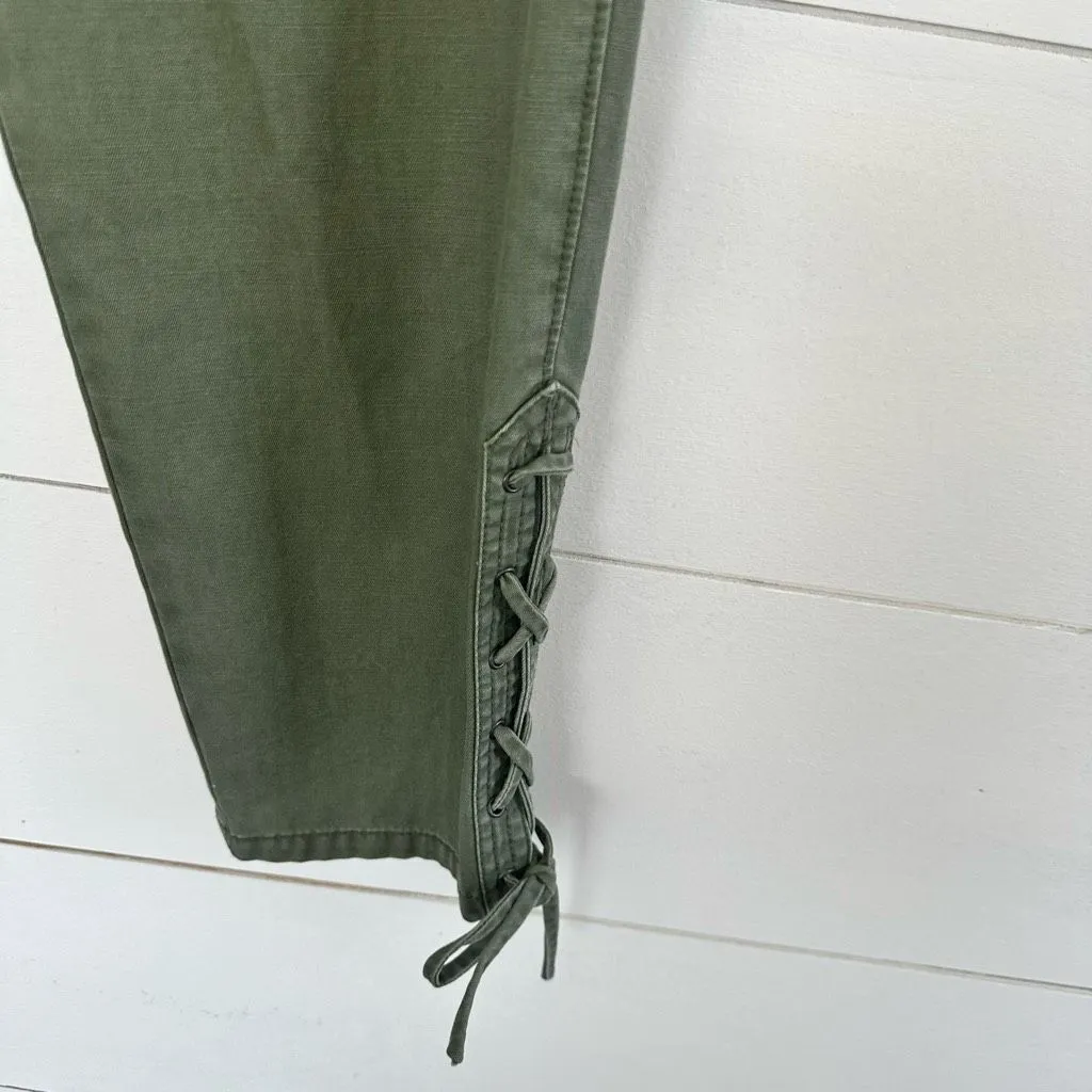 Marissa Webb Women’s 0 Olive Green Laszlo High Rise Lace Up Straight Pants - Image 2