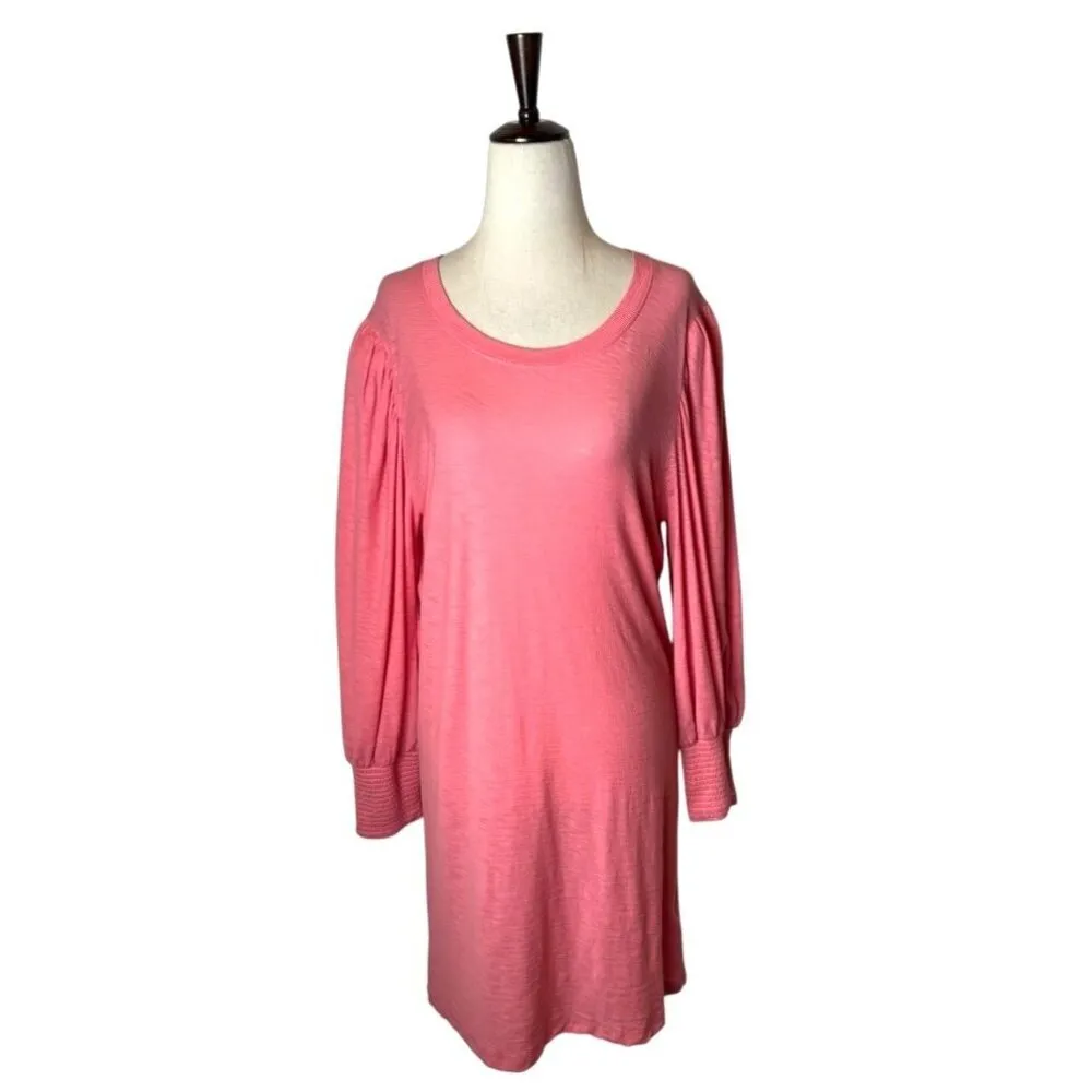 Nation Ltd Dress Women Medium‎ Pink Long Puff Sleeve Loren Mini Preppy Tee - Image 2