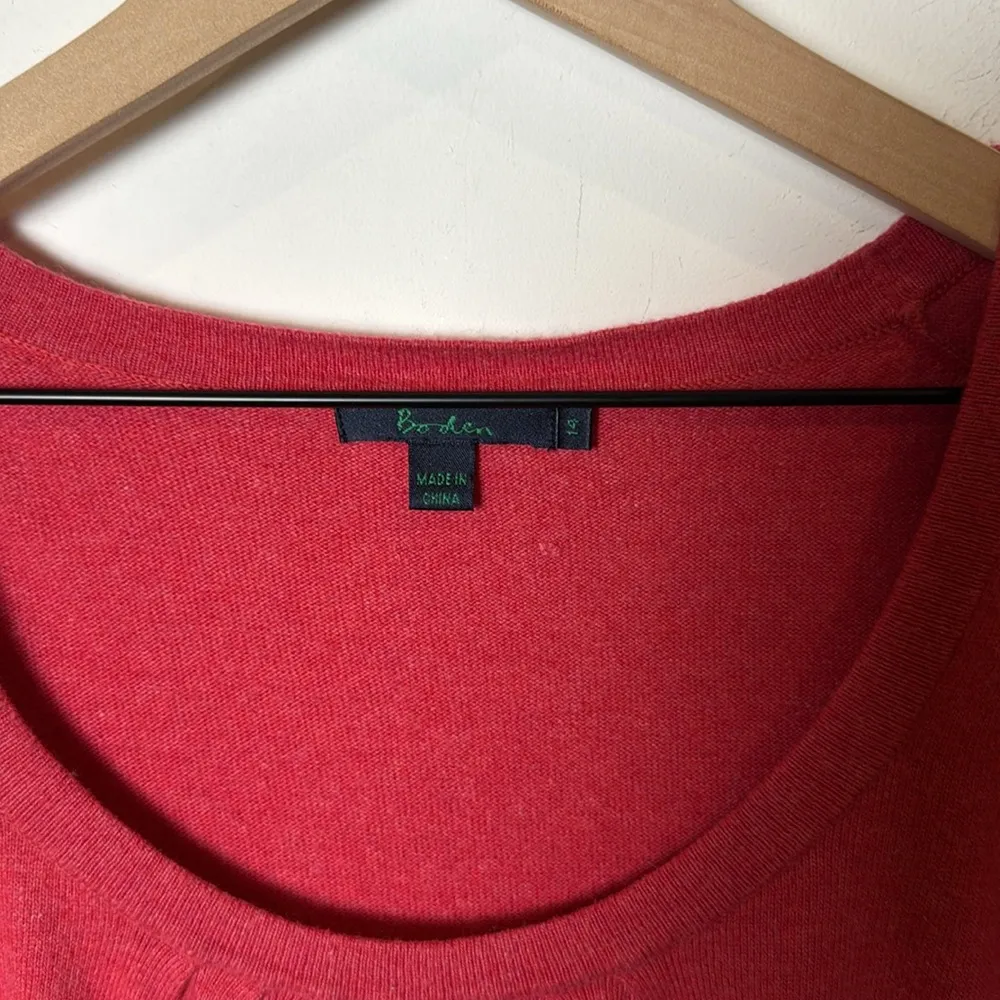 Boden Women’s Gathered Scoop Neck Sweater Cotton Blend in Red Copper size 14 - Image 2