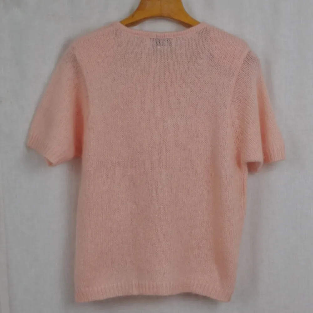 Vintage ladies' Mohair Blend Pink Sweater T Shirt Style Top Size 18 - Image 3