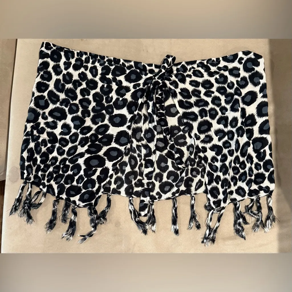 Leopard Print Fringe swim‎ cover up Size L - Image 2