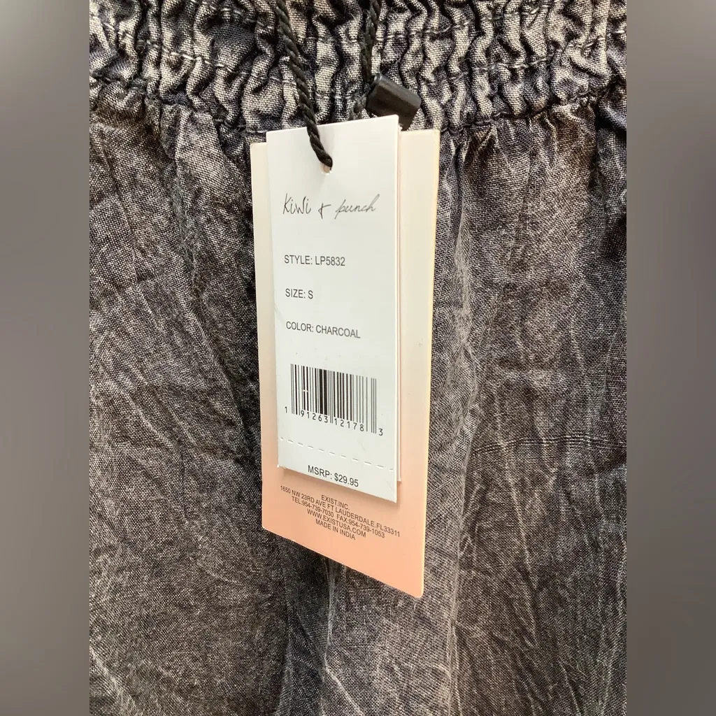 Kiwi + Punch Size Small Gray Wide Open Leg & Elastic Waistband Pants. New - Image 4