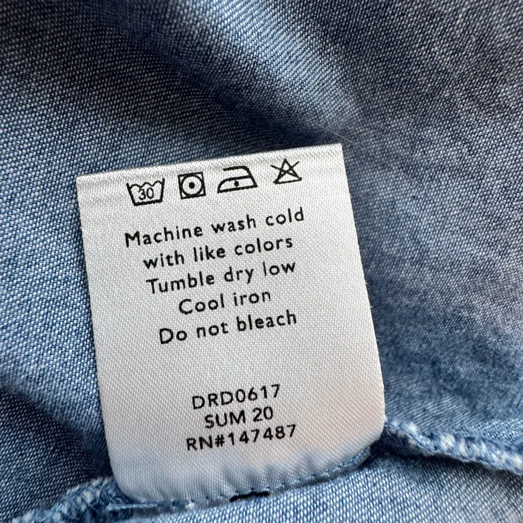 Draper James Chambray Button Down Flounce Hem Shirt Dress Size 4 - Image 7