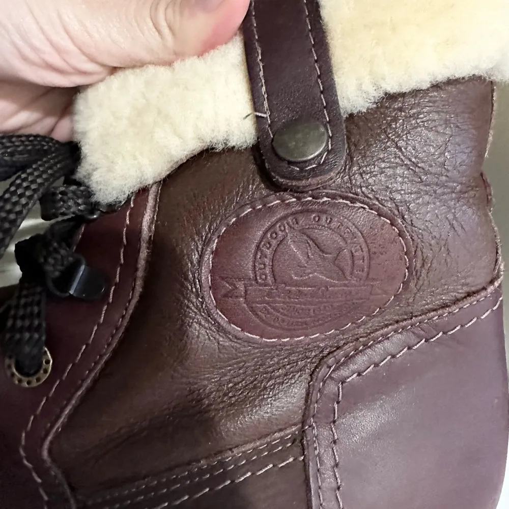 Eddie Bauer brown fur leather brown boots size 7M - Image 7