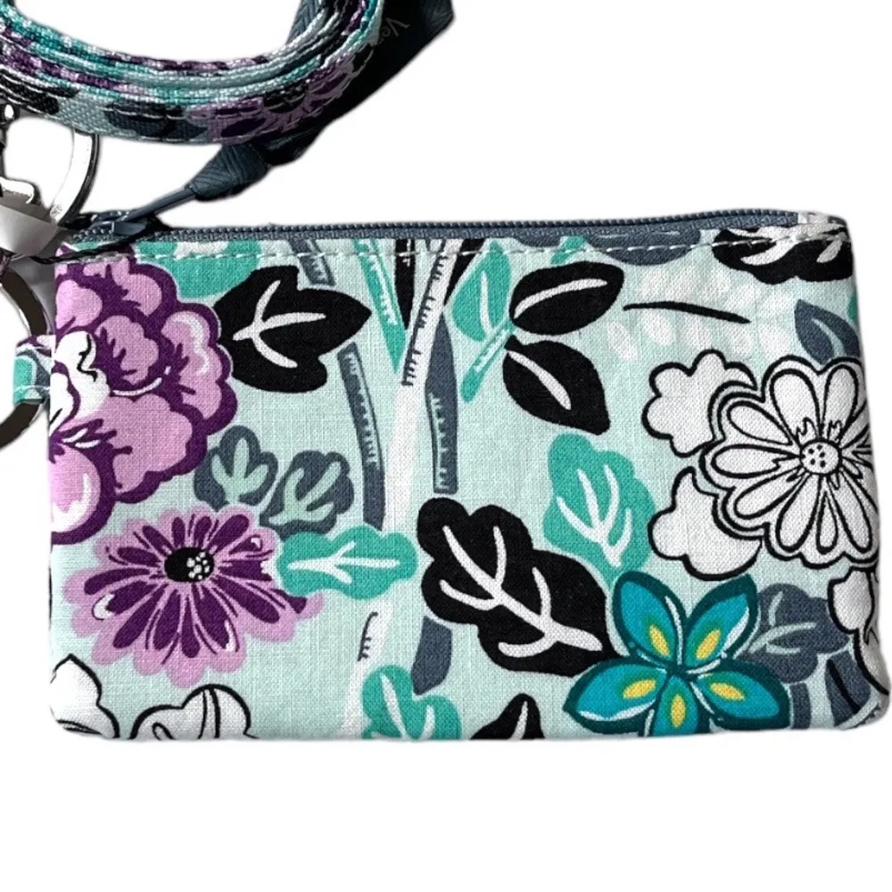Vera Bradley Penelope’s Garden Lighten Up Zip ID Case and Lanyard Blue Purplw - Image 3
