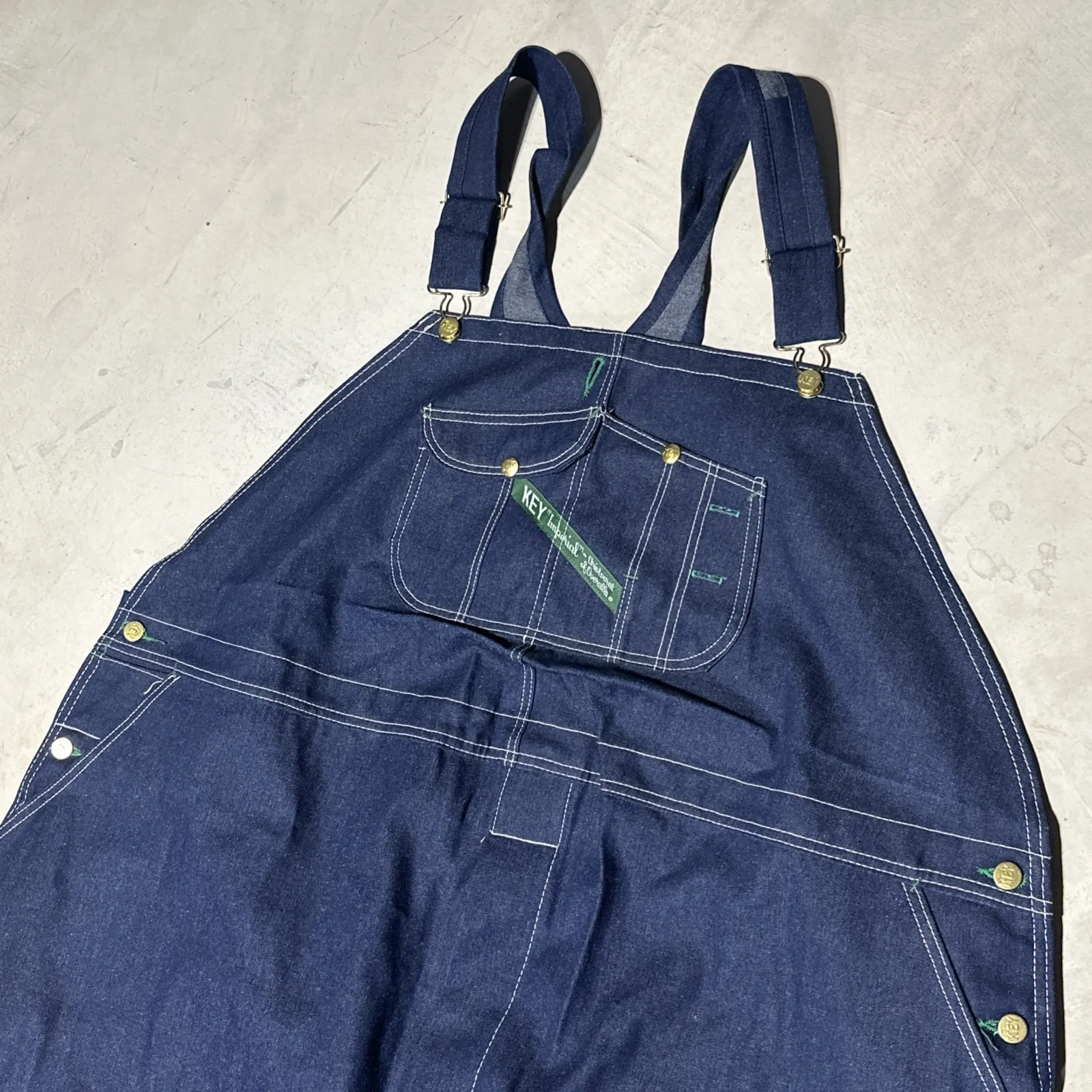 Key Imperial Bib Overalls Men's SZ 62x30 Blue Denim Carpenter Farm Vintage NOS - Image 2