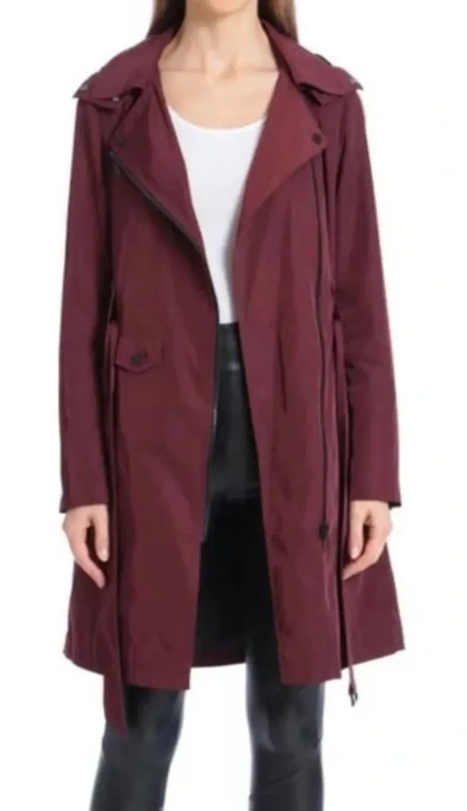 AVEC LES FILLES Moto Water Resistant Long Jacket Maroon *NO BELT* XS - Image 1