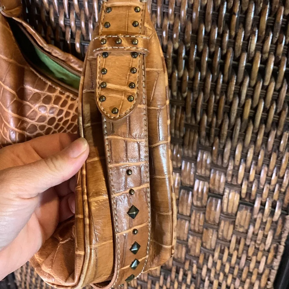 Donald Pliner Croc Leather Purse Orange - Image 4