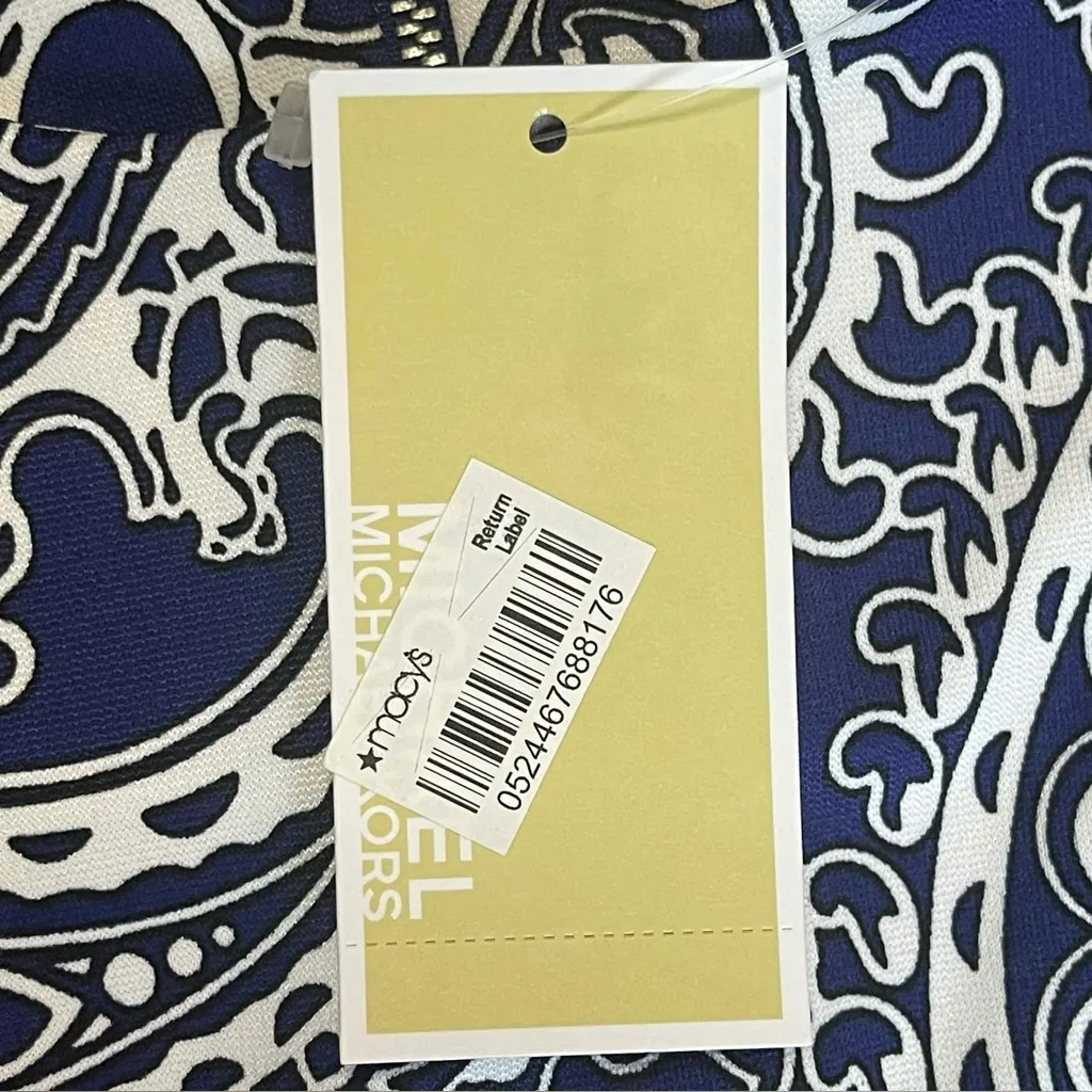 Michael Kors Dress Womens 6 Pleated Blue Paisley Short Sleeve Fit Flare Stretch - Image 7