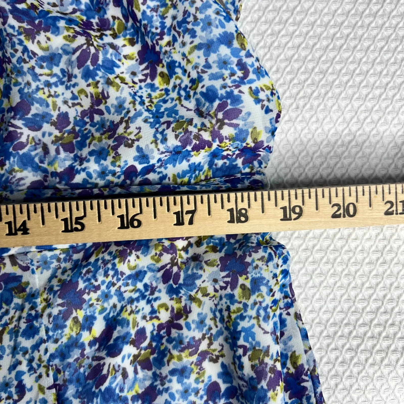 Nina Leonard Floral Ruffle Mock Neck Midi Dress Blue Womens XL NWT Summer Vacay - Image 8