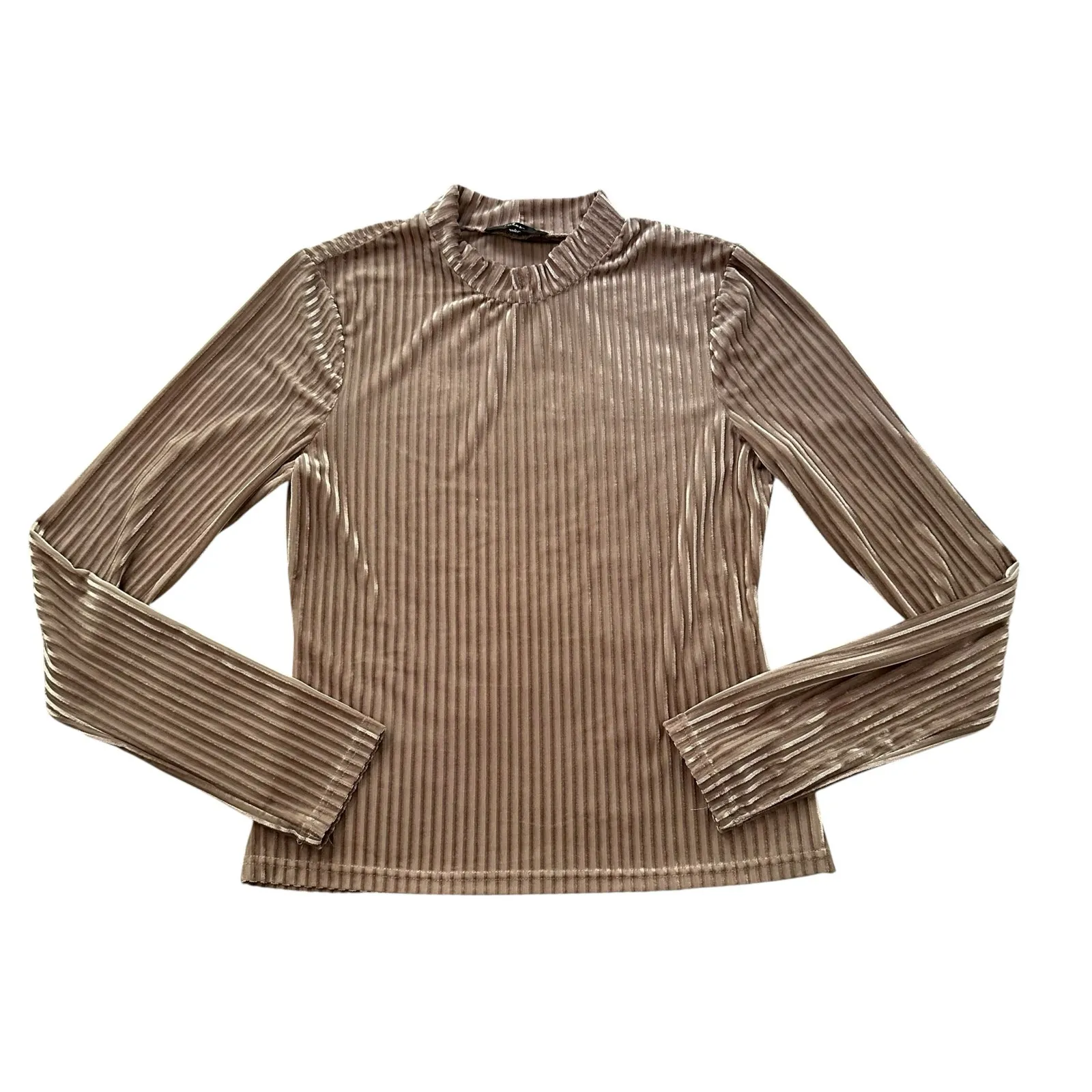 Lulu's lilac purple velvet striped long sleeve mock neck top size L - Image 12