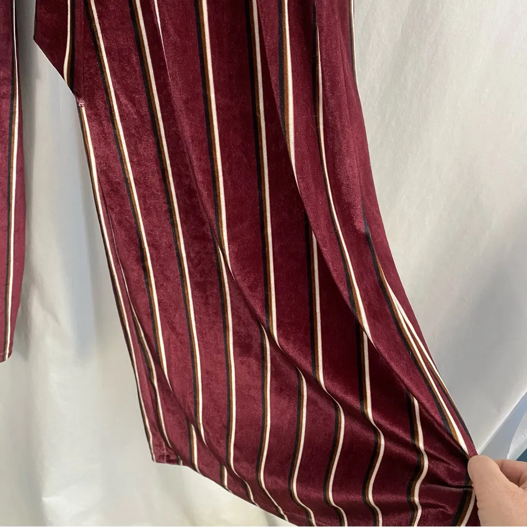 Umgee wide leg velour striped pants NWT size large - Image 4