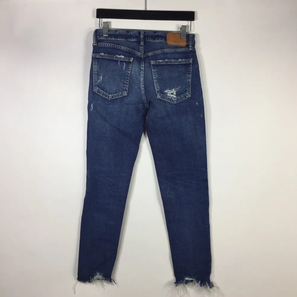 MOUSSY Jeans Distressed Skinny Raw Hem Size 25 Blue - Image 9