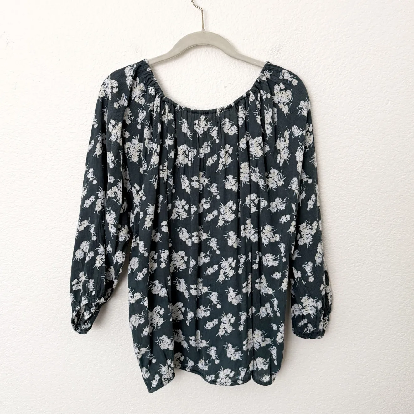 Ralph Lauren Denim & Supply Sz XL Green Floral Print Scoop Neck Boho Peasant Top - Image 2