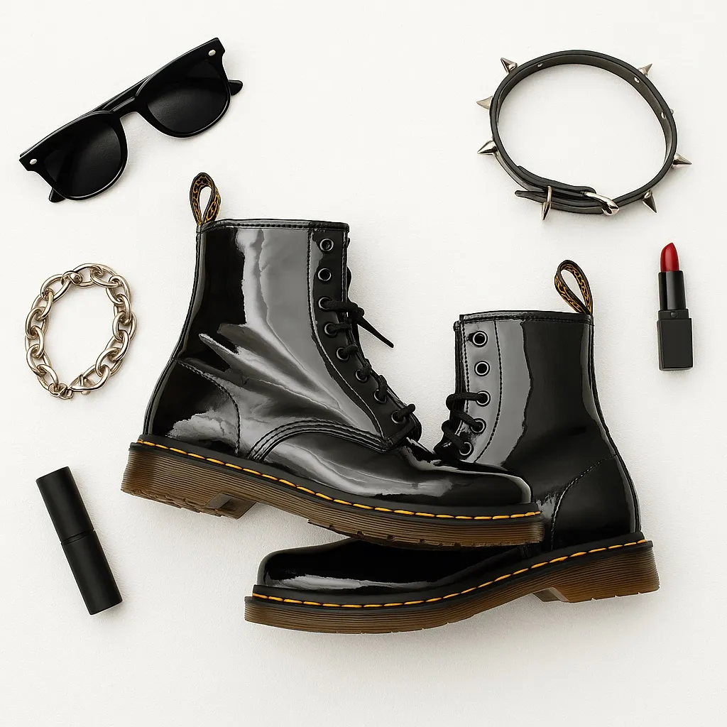 Dr Martens 1460 Patent Leather Combat Boots Black EU 41 Y2K Grunge Revival EUC - Image 3