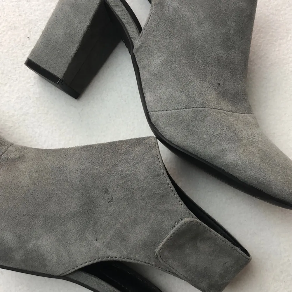 Adam Tucker Jenna Slingback Booties Grey Suede - Image 5