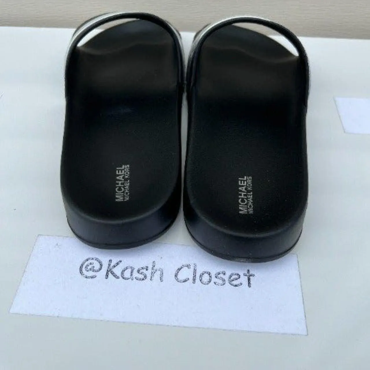 Michael Kors Black Brandy Slide Metallic Striped Sandal - Image 3